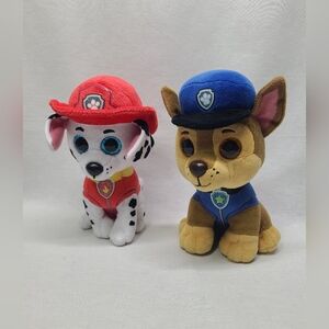 TY Paw Patrol Lot Chase And Marshall  Police Dog plush stuffed animal